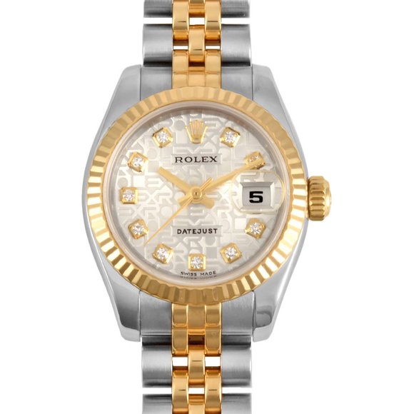 Rolex Accessories - ROLEX Datejust 26 D 179173G Automatic Watch Silver Engraved Computer Dial 10P Di